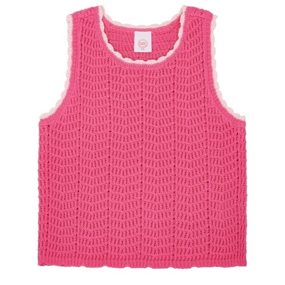 wonder nation Other - Wonder Nation Girls Pink Cheer Crochet Knit Sweater Tank Top XL 14-16 NEW